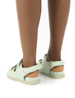 Carmen Mint Pu Quilted Flat Sandals