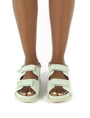 Carmen Mint Pu Quilted Flat Sandals