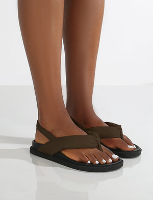 Minorca Khaki Padded Toe Post Sandals