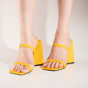 Jada Yellow Cleated Platform Block Heels