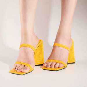 Jada Yellow Cleated Platform Block Heels