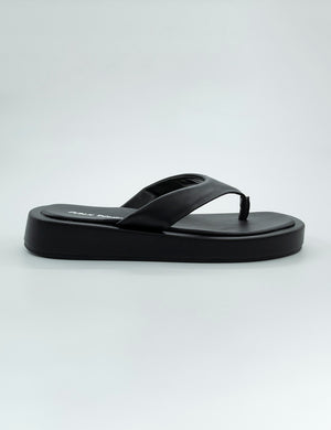 Surfs Up Black Flatform Flip Flop Sandals