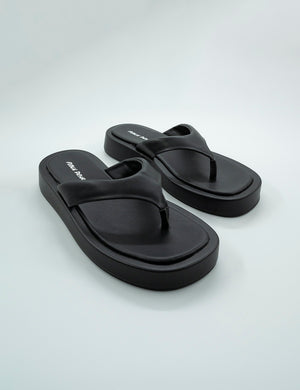 Surfs Up Black Flatform Flip Flop Sandals