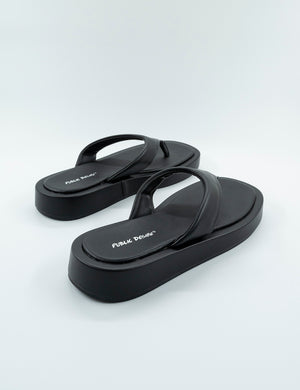 Surfs Up Black Flatform Flip Flop Sandals