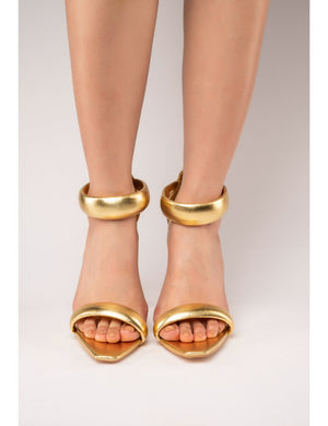 Fika Gold PU Strappy Stiletto Party High Heels