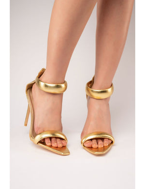 Fika Gold PU Strappy Stiletto Party High Heels