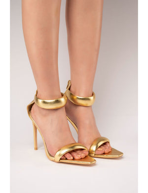 Fika Gold PU Strappy Stiletto Party High Heels