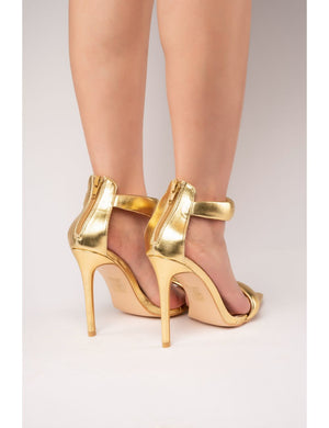 Fika Gold PU Strappy Stiletto Party High Heels