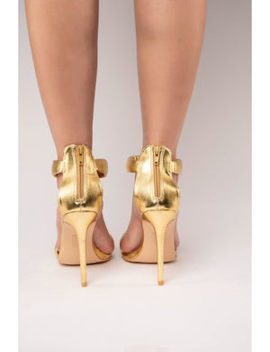 Fika Gold PU Strappy Stiletto Party High Heels