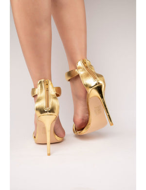 Fika Gold PU Strappy Stiletto Party High Heels