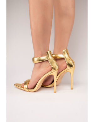 Fika Gold PU Strappy Stiletto Party High Heels