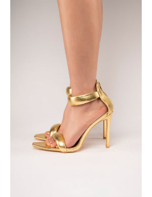 Fika Gold PU Strappy Stiletto Party High Heels