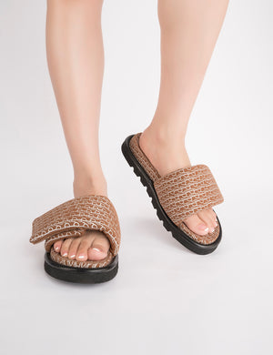 Sweeter Brown Padded Strap Sliders