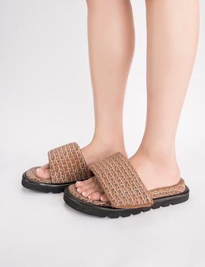 Sweeter Brown Padded Strap Sliders