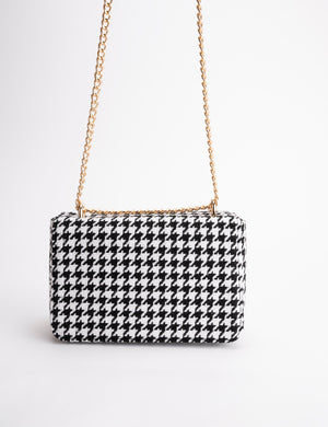 THE DOLLY HOUNDSTOOTH CHAIN CROSSBODY BAG