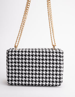 THE DOLLY HOUNDSTOOTH CHAIN CROSSBODY BAG