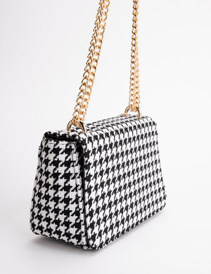 THE DOLLY HOUNDSTOOTH CHAIN CROSSBODY BAG