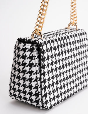 THE DOLLY HOUNDSTOOTH CHAIN CROSSBODY BAG