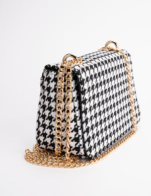 THE DOLLY HOUNDSTOOTH CHAIN CROSSBODY BAG