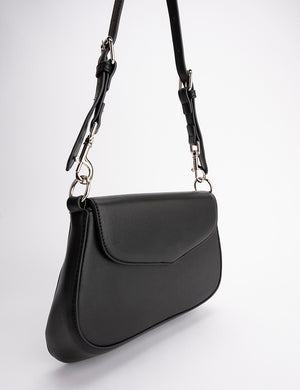 THE SERENA BLACK GRAIN PU SHOULDER BAG